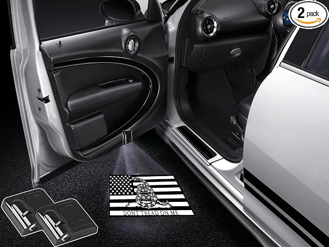 NewL 2 Pcs Led Car Door Welcome Light for Dont Tread ON ME Logo Symbol Projector Lights Ghost Shadow Light | Clear ghost shadow projection, no damage to wiring, easy to install on car doors, universal fit for most vehicles