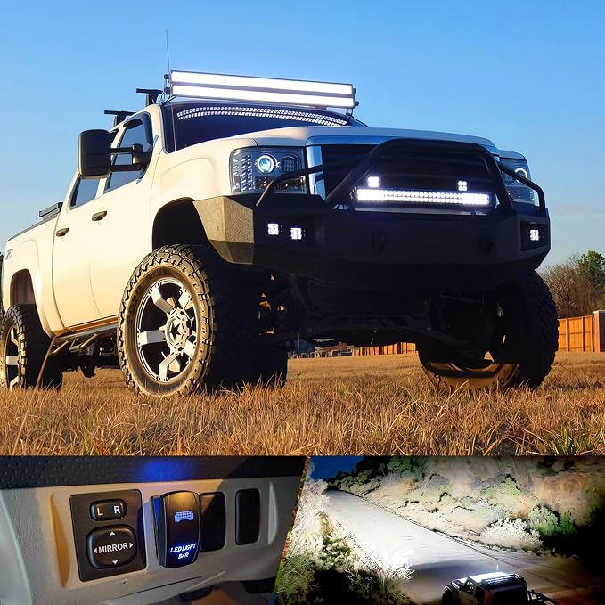Nilight 52Inch 300W Spot Flood Combo Led Light Bar Off Road Driving Lights Boat Lights Fog Light 12V On/Off 5 Pin Rocker Switch Power 14AWG Wiring Harness Kit-1 Lead for Trucks,2 Years Warranty