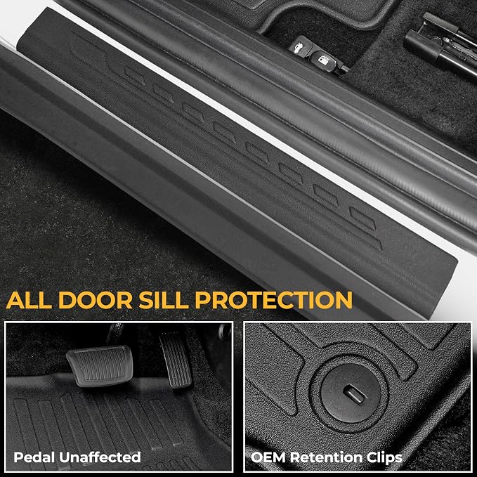 Floor Mats for Chevy Tahoe/GMC Yukon 2015-2020, All Weather Floor Mats Trunk Cargo Liner with Backrest Protectors and Door Sill Guards Accessories, Full Coverage Set (Fit 7 Seats)