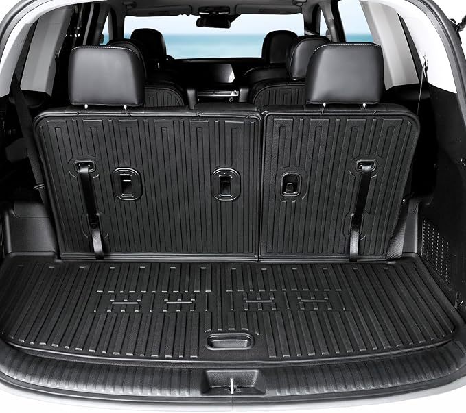Floor Mats for Kia Telluride 2020-2025, All Weather Floor Mats Trunk Cargo Liner with Backrest Protectors Accessories, Full Coverage Set (Fit 7/8 Seats)