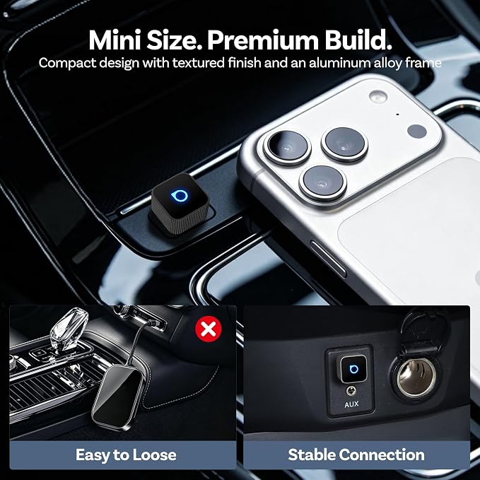 OTTOCAST Mini Slim Wireless CarPlay Adapter & Android Auto Adapter, Mini Cube 2-in-1 Adapter for Cars with Factory Wired CarPlay/Android Auto, 5GHz WiFi, Bluetooth 5.0, 5s Auto Reconnect