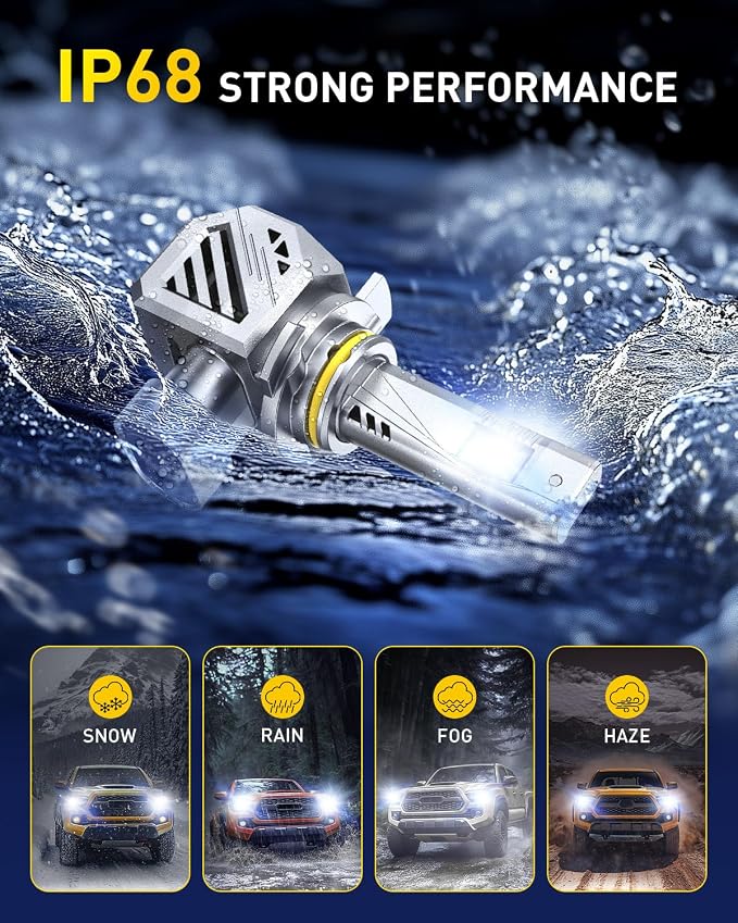 AUXITO 9012 Bulb-44000 Lumen 6500K White, OEM Mini Size, Easy Plug & Play Installation, Halogen Fog Light Replacement, Error-Free CANBUS System, Pack of 2