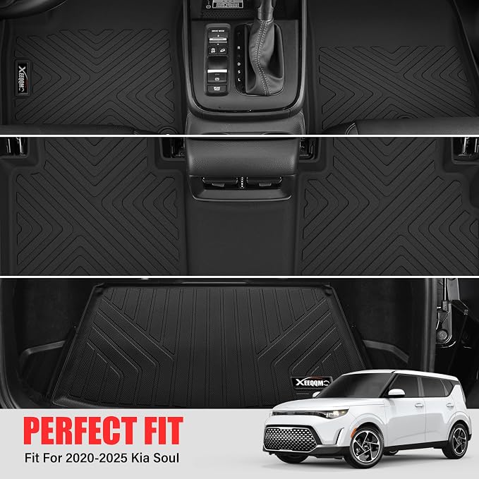 Floor Mats & Trunk Mat for 2020-2025 Kia Soul (Lower Floor of The Trunk) | All Weather TPE Protection Floor Liners Full Set with Cargo Liner for 2020 2021 2022 2023 2024 2025 Kia Soul Accessories