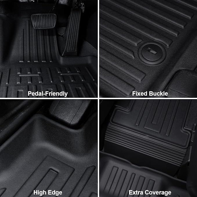 Floor Mats for Kia Telluride 2020-2025, All Weather Floor Mats Trunk Cargo Liner with Backrest Protectors Accessories, Full Coverage Set (Fit 7/8 Seats)