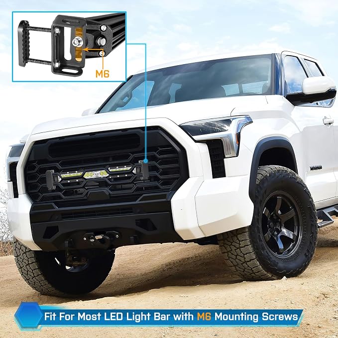 Light Bar Mounting Brackets, SWATOW INDUSTRIES 6-30 Inch Single/Double Row LED Light Bar Mounts for Front Hidden Behind Grille M6/M8 Side Mount Light Bar Brackets for Truck SUV F-150 Tacoma Ranger GMC