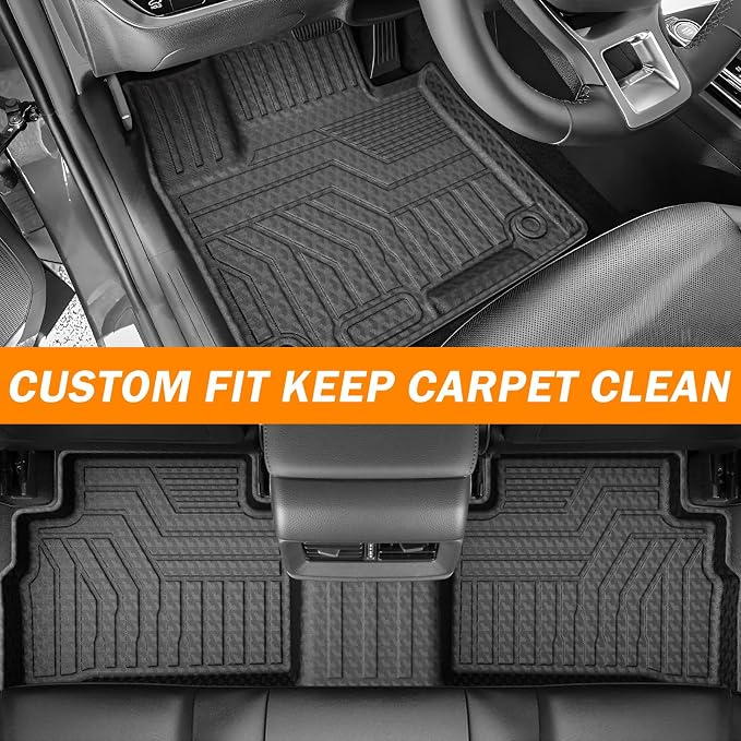KUST Floor Mats for 2019-2025 Toyota RAV4 Accessories, All Weather Front Rear 2 Rows Car Mats for Rav 4 Floor Liners TPE Rubber Anti-Slip Raised Edge