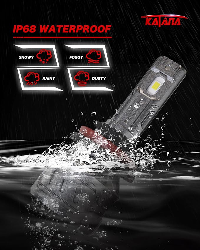 Katana H11 9005 Bulbs Combo,H9 HB3 800% Brightness 1:1 Size 6500K Fog of 4 | Plug and Play,Cooling Fan,360°Beam Angle