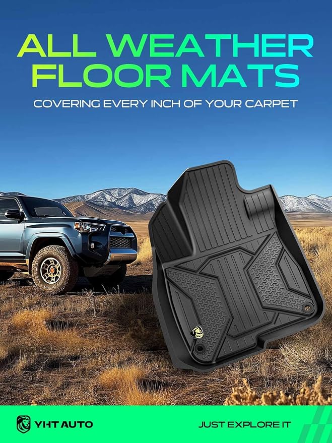YHTAUTO Automotive Floor Mats Compatible with Honda CR-V 2017-2022 Hybrid Models, TPE All Weather Floor Liner Odorless Custom Fit Car Mats, 1st & 2nd Row, Set of 3