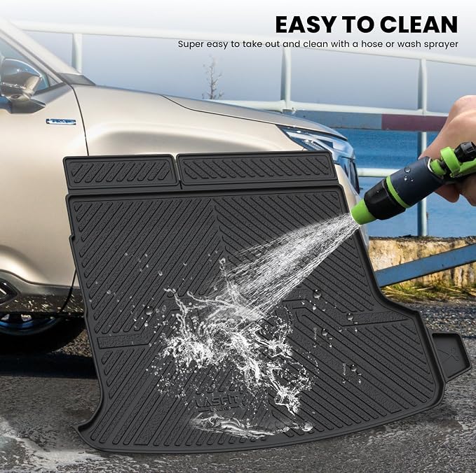LASFIT Cargo Tray Mat & Backrest Mat for Subaru Forester 2025-2026 (Fit Hybrid,Not for Gas), All Weather TPE Custom Fit Easy Clean for Forester 2026 2025 Trunk Tray Liner & Seatback Mat, Black