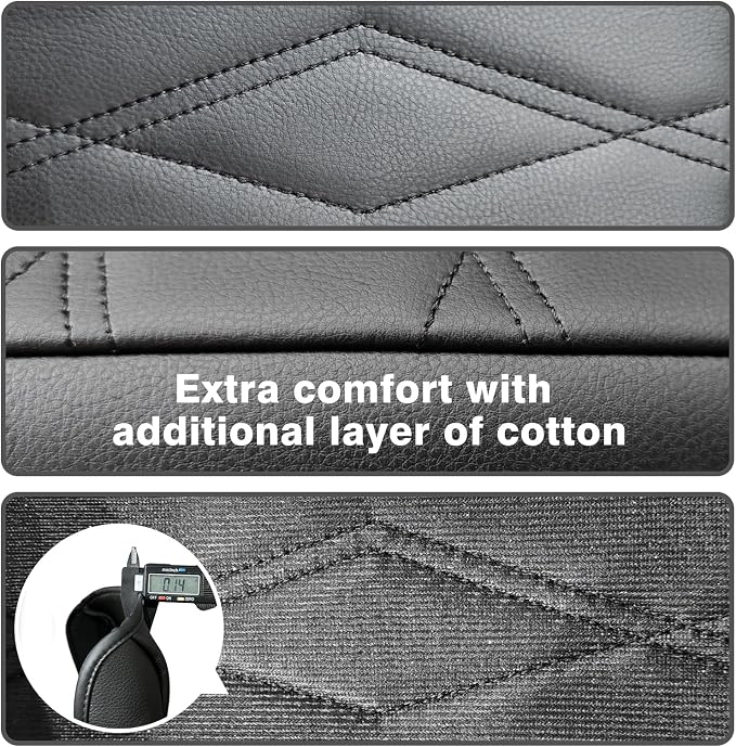 Muslogy Center Console Armrest Cover Fit for Volkswagen Atlas & Cross Sport 2024-2026 Accessories, Comfort Armrest Pad Console Lid Cushion Vegan Leather Regular Thick (V1_Black)