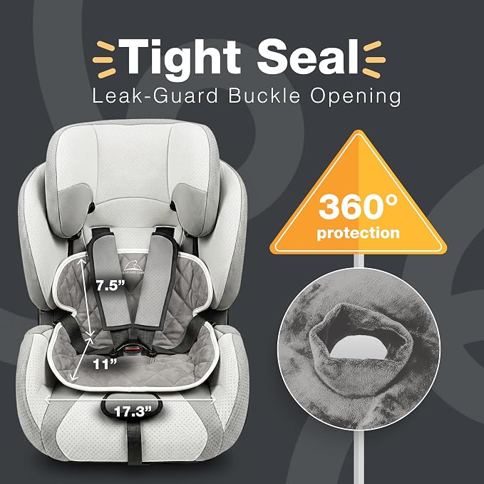Bear and Care - Potty Training Car Seat Protector - Waterproof Car Seat Liner - Piddle Pads for Stroller, Toddlers & Baby Carseat - Travel-Friendly Washable Liner Mat for Spills Leak (Gray, Pack of 2)