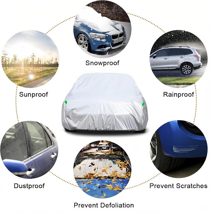 Car Cover Compatible with Jeep Wrangler 4 Door (2006-2026 JK JL) - Outdoor Waterproof Sun Rain Snow Hail UV Protection with Driver Door Zipper