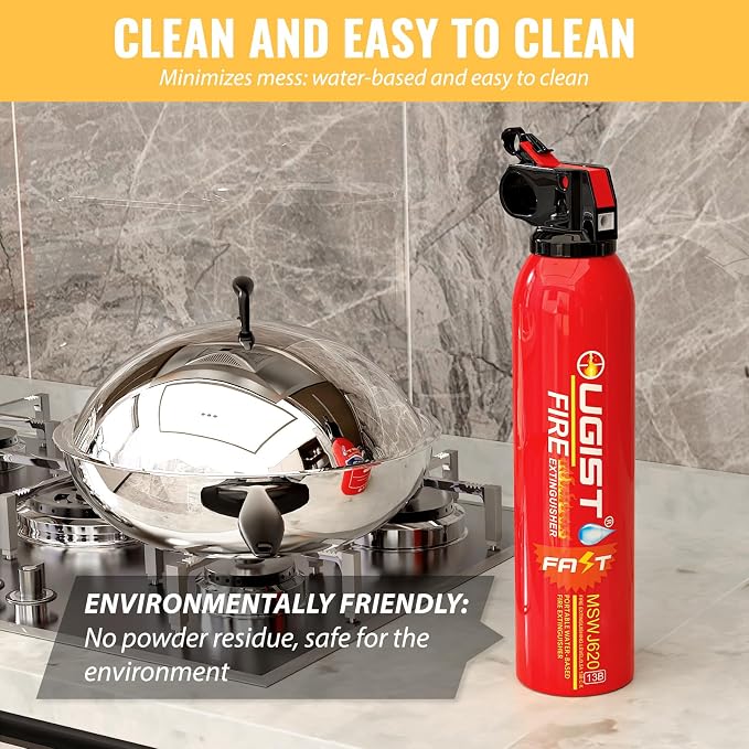 Ougist Small Portable Fire Extinguisher for Home and Car, 21oz Each, 1-Pack, Water-Based Fire Extinguishers for Quick Emergency Response, Prevent Re-Ignition, Ideal for Vehicle and Camping,Kitchen