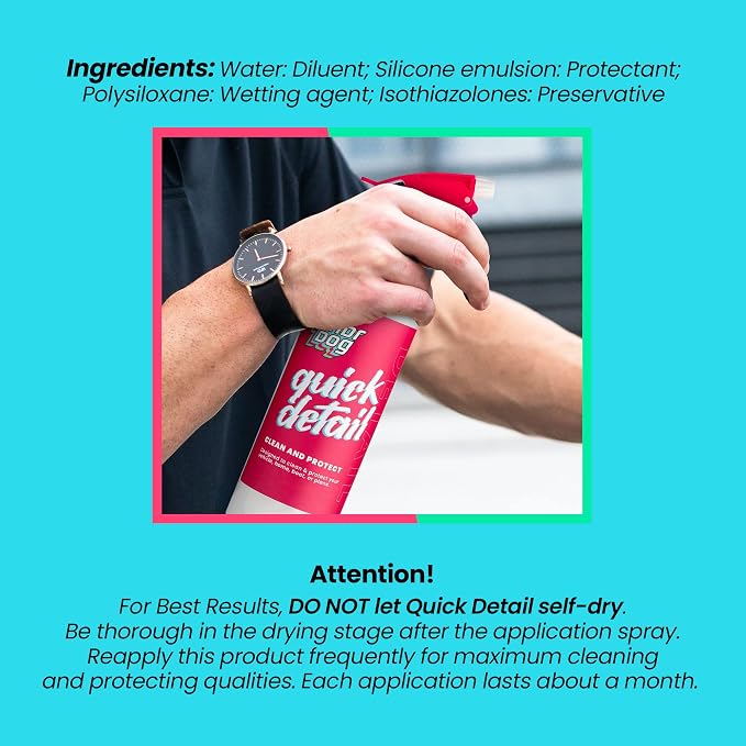 Undrdog Quick Detail, Hydrophobic, Water-Based Cleaner, Spray Wax, Quick Shine, Detail Spray For Vehicles, Motorcycles, Homes or Boats, Available in 16oz, 32oz (16oz)