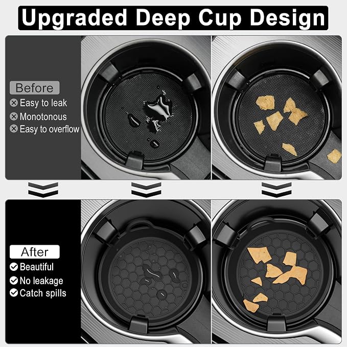 SINGARO Car Cup Holder Coaster, 4PCS Silicone Cup Holder Insert, Universal Non-Slip Cup Holders, Car Interior Accessories for Women and Man, Black