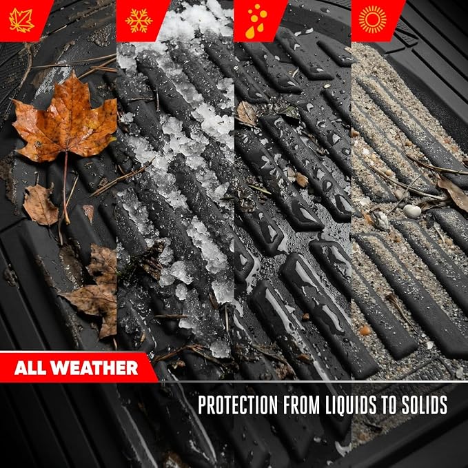 Motor Trend FlexTough LITE Rubber Car Mats Full Set with Cargo Liner - All Weather Floor Mats for Cars & SUVs - Automotive Waterproof Black Car Floor Mats for Cars Accessories Universal Trim-to-Fit