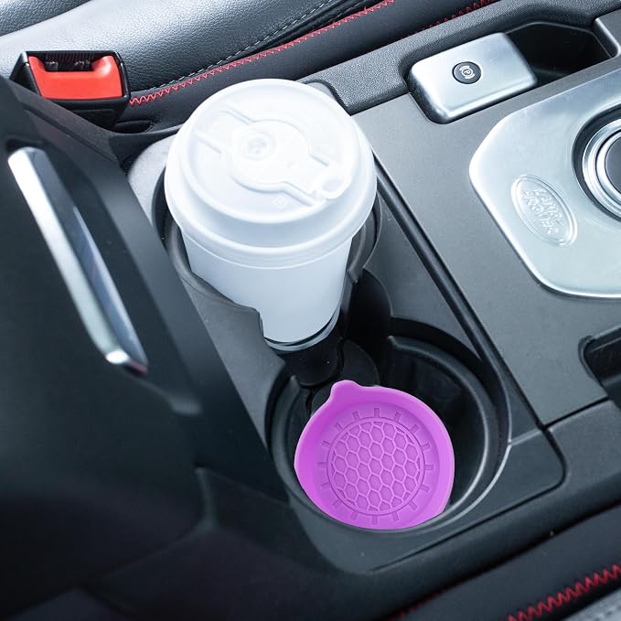 Amooca Automotive Cup Holders Universal Car Cup Coaster Waterproof Non-Slip Sift-Proof Spill Holder Car Interior Accessories 4 Pack Purple