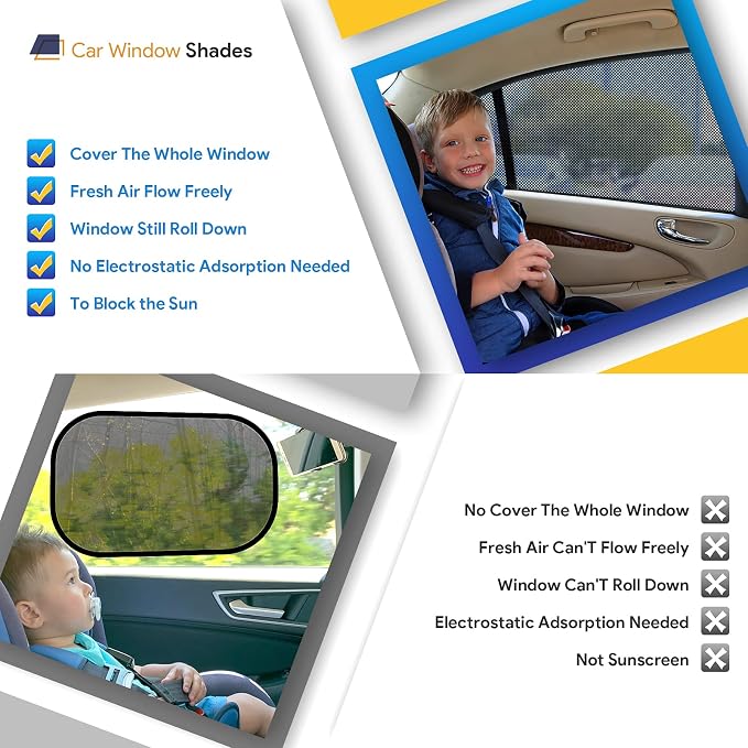 Car Window Shades，for Baby/Camping UV-Protection 2PCS Medium 39"x19" | Car Sun Shades for Side Windows with Breathable Mesh，for Back Covers Car, Truck, Suv, Car Camping Essentials,Black
