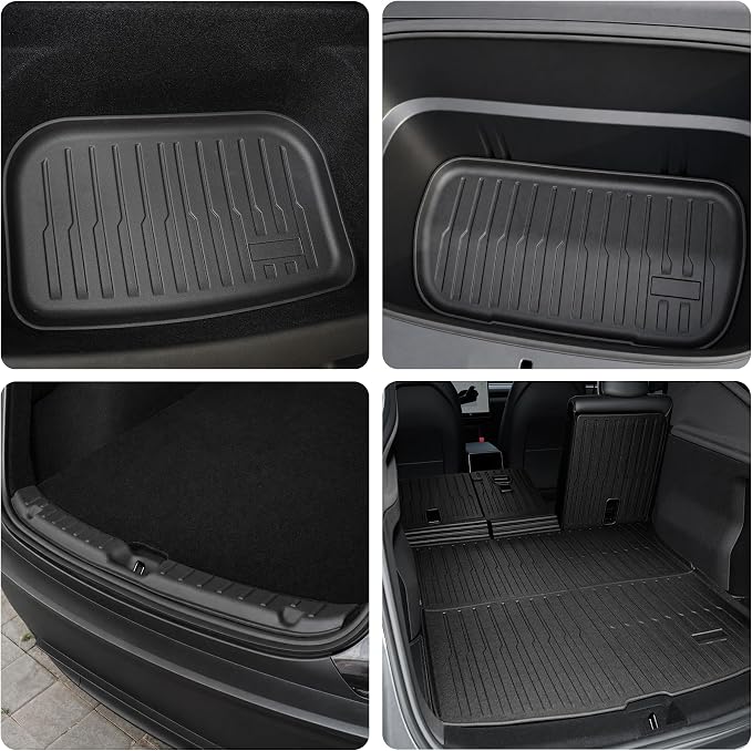 Tesla Model Y Floor Mats 2026 2025 Juniper, 8-Piece All-Weather TPE Model Y Accessories Set for Premium/Performance 5-Seat, Cargo Liner, Frunk, Trunk & Seat Back Protector