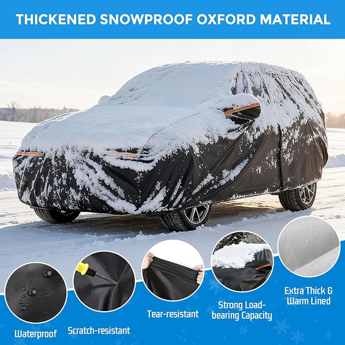 Winter Car Cover for Honda Pilot 2003-2025, Heavy Duty SUV Full Car Cover | Waterproof All Weather Outdoor for Hail Snow Ice Rain Sun UV Dust Protector, with Driver Side Zipper & Reflective Strips