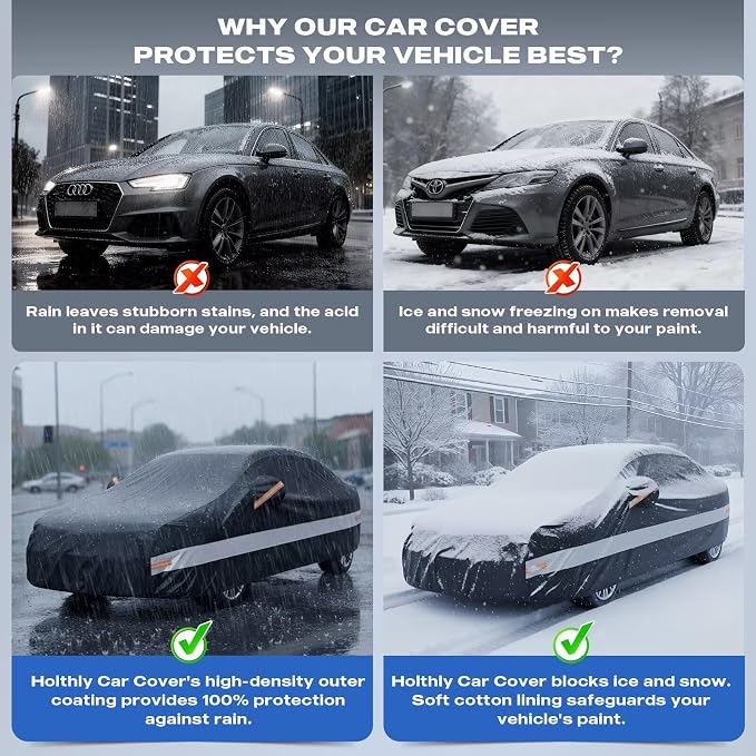 10 Layers Car Cover Custom Fit for Chevrolet Chevy Cruze Sedan(2009-2026), Waterproof All Weather for Automobiles, Outdoor Full Cover Sun Dust Rain Protection with Cotton. Black