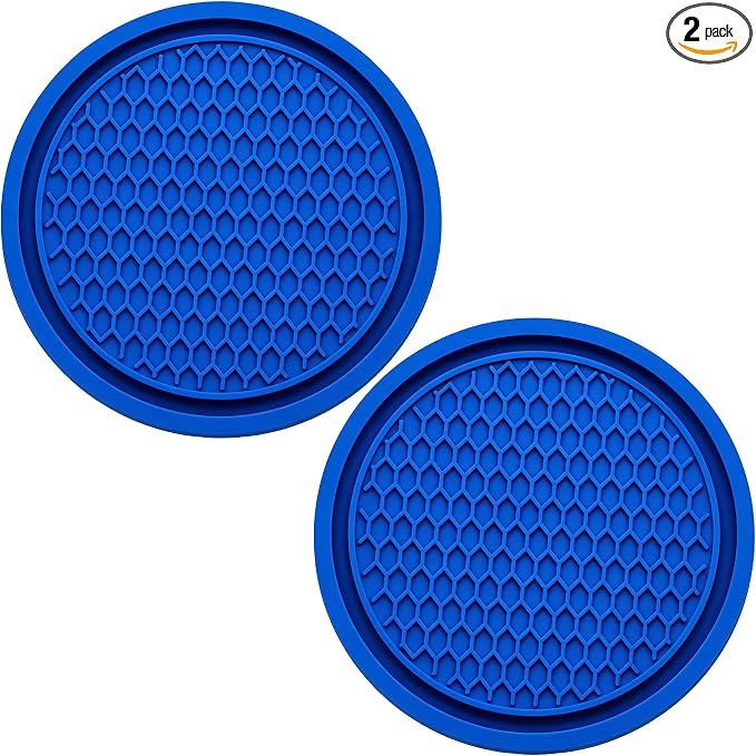 2PCS Car Cup Holder Coaster, Universal Auto Non-Slip Cup Holder Coaster, 2.75In Universal Non-Slip Recessed Car Interior Accessories (Blue)