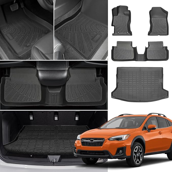 Floor Mats for Subaru Crosstrek 2018-2021-2023(NOT Hybrid) | for Subaru Impreza 2017-2023, Front Rear Mats & Cargo Mat,TPE Anti-Slip Waterproof Summer Winter Floor Liners Car Accessories