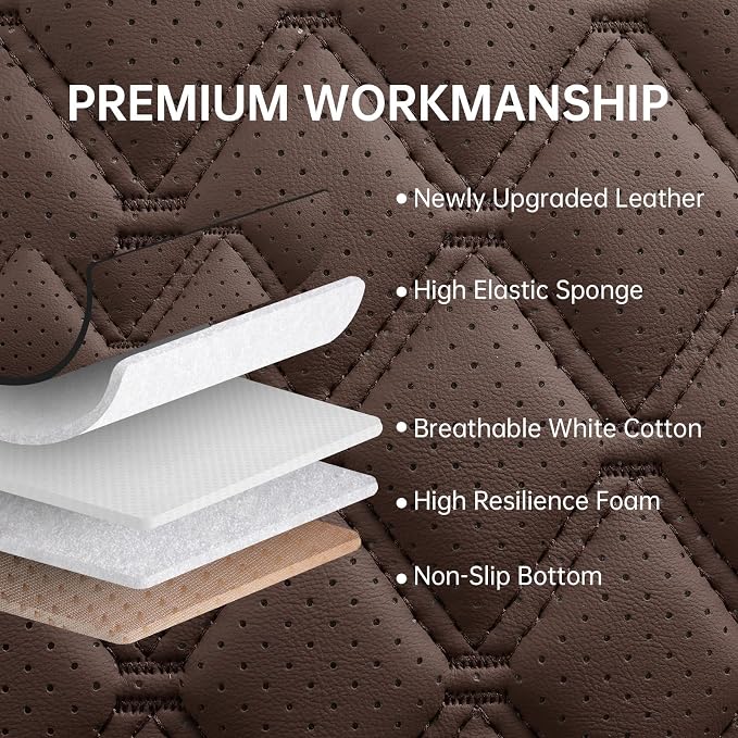 Car Seat Covers Full Set,5 Seat Leather Seat Covers for Cars,Front Seats and Back Seat Cover,Waterproof Car Seat Cushion Protectors,Universal Fit for Most Cars SUV Trucks (Brown, Full Set)