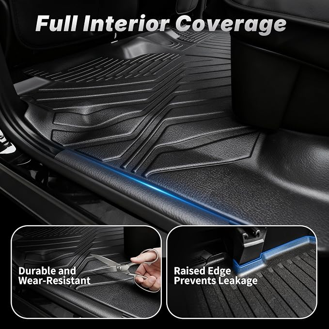 OEDRO Floor Mats Fit for Toyota Tacoma 2024-2026 Double Cab(NOT for Hybrid) | Tacoma TRD/SR/SR5/limited | Auto Trans Only | Custom Fit All Weather Protection TPE Floor Liners