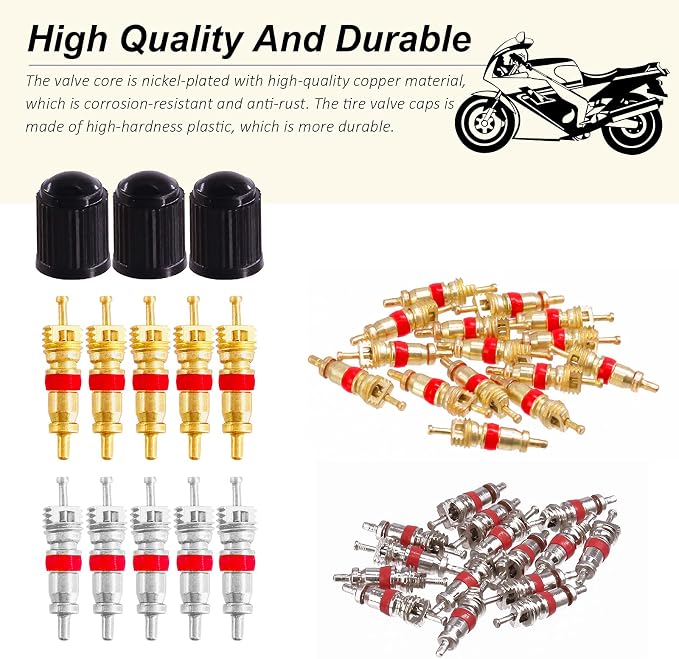 70Pcs Tire Patch Kit Heavy Duty, Tire Roller, Liner Scraper, Rubber Repair Patches, Valve Core Removal Tool with Tire Valve Caps, 4-Way Valve Tool and Valve Core Wrench