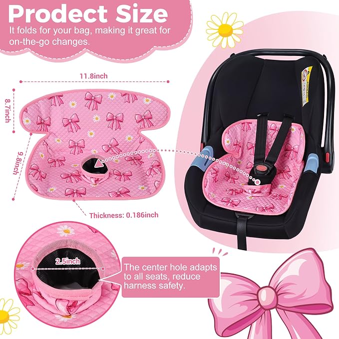 LITTOBEBE2 Pack Waterproof Soft Car Seat Protector for Potty Training, Toddler Car Seat Piddle Liner (Pink Bow, 2PC)