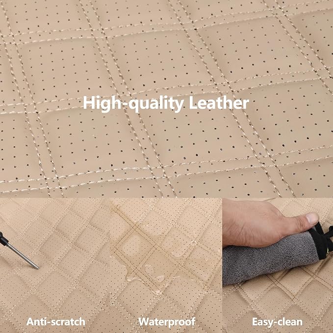 HChengkikz Front Car Seat Cover, Waterproof Nappa Leather (Beige) | Breathable, Airbag compatible, Easy to Install, Universal Fit for Most Cars, Sedans, SUVs, Vans, Trucks