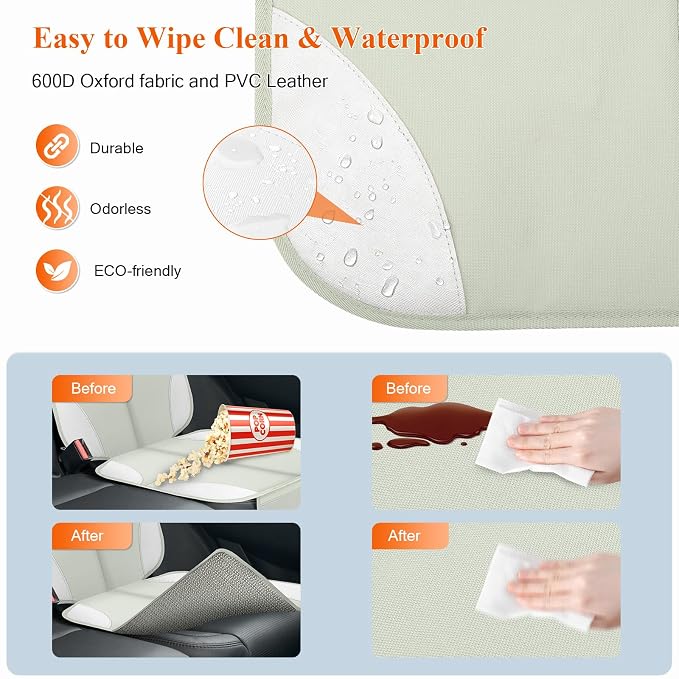 Car Seat Protector for Child Car Seat, 600D Fabric Safe Car Seat Cover with Upgraded Non-Slip Backing, Waterproof Seat Protector Under Baby Car Seat, 1PCS, Beige Grey