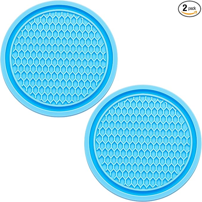 2PCS Car Cup Holder Coaster, Universal Auto Non-Slip Cup Holder Coaster, 2.75In Universal Non-Slip Recessed Car Interior Accessories (Liaght Blue)