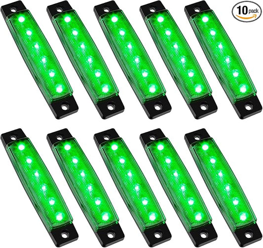 PSEQT 10 Pcs LED Rock Strip Lights Car Underglow Wheel Fender Well Lighting Kits Waterproof for Golf Cart Wrangler Offroad Truck RV UTV ATV Snowmobile (Green)