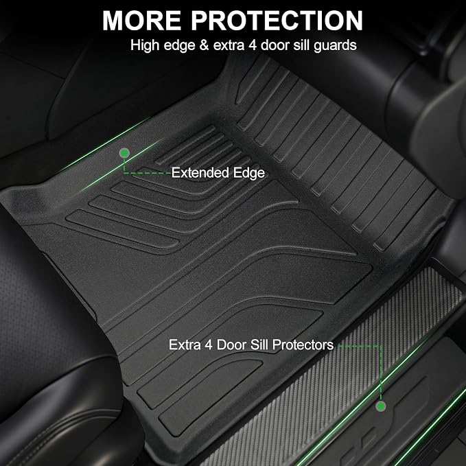 Floor Mats for 2013-2017 Honda Accord Sedan (Not for Vinyl Floors), TPE All Weather Durable Floor Liners Door Sill Guards for Accord Accessories