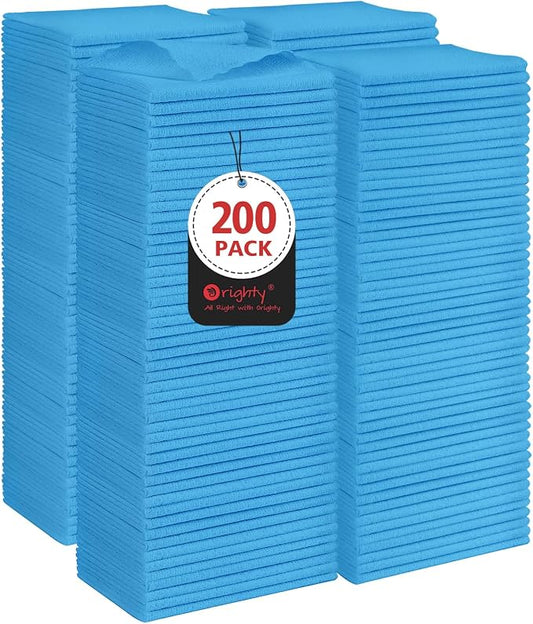 Orighty Microfiber Cleaning Cloth, 200 Pack Microfiber Towels for Cars, Multi-Purpose Shop Towels Cleaning Rags Bulk for Car, Home, Kitchen, 11.5’’ x 11.5’’, Blue