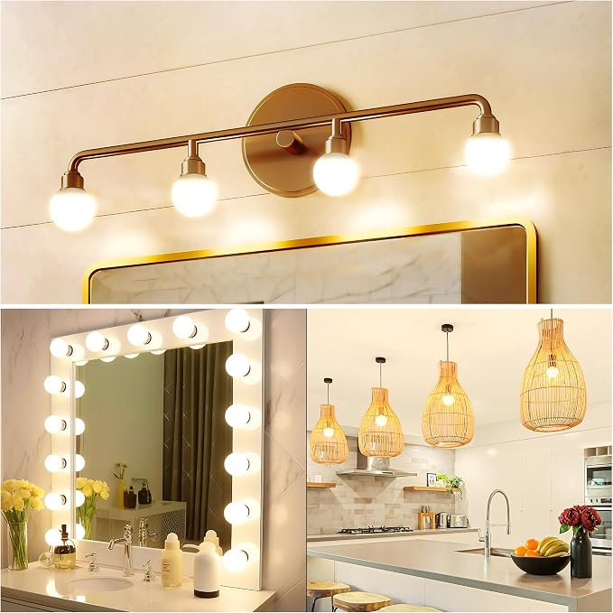 Vanity Light Bulbs for Bathroom, G25 LED Globe Light Bulb 100W Equivalent | 9W 3000K Warm White LED Bulbs E26 Medium Base for Mirror Makeup Chandelier Lighting, Non-dimmable, 4 Pack