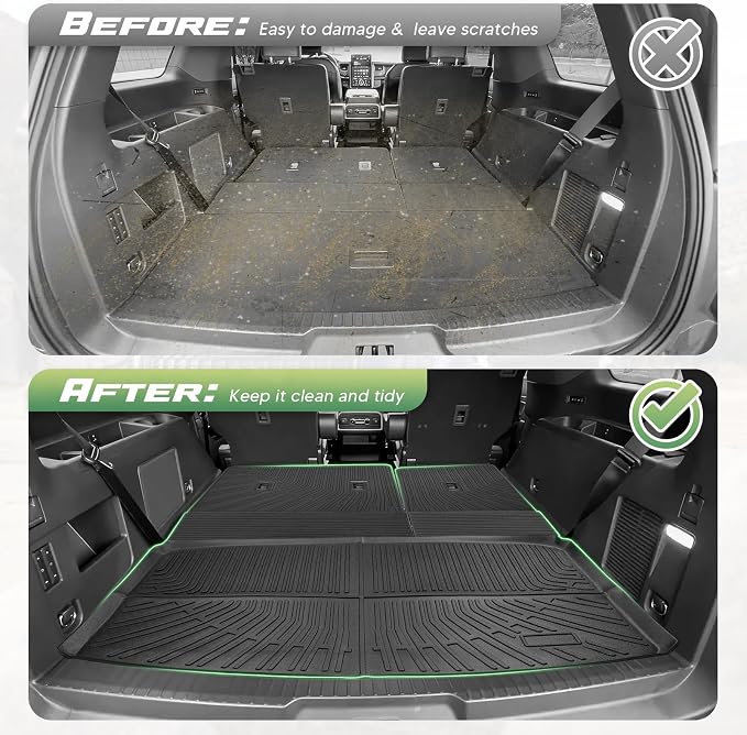 Cartist Trunk Mat & Backrest Mat for Ford Expedition Max/Lincoln Navigator L 2018-2024, All Weather Rear Seat Back Cover Cargo Mat for 18-24 Expedition Max/Navigator L Accessories (Only for Max & L)
