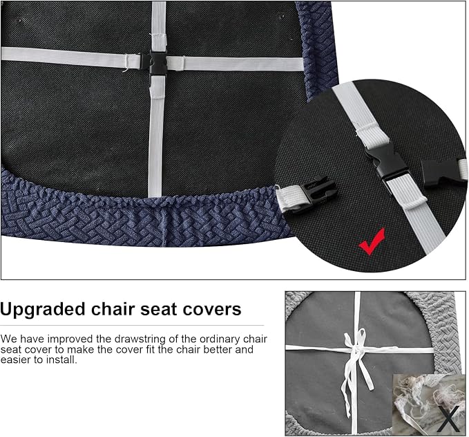 Genina Waterproof Seat Covers for Dining Room Chairs Covers Dining Chair seat Covers Kitchen Chair Covers slipcovers (Navy Blue, 4 Pcs)