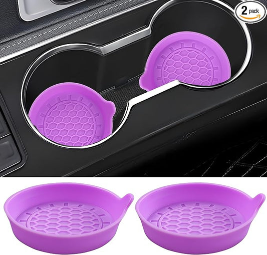 Amooca Automotive Cup Holders Universal Car Cup Coaster Waterproof Non-Slip Sift-Proof Spill Holder Car Interior Accessories 2 Pack Purple