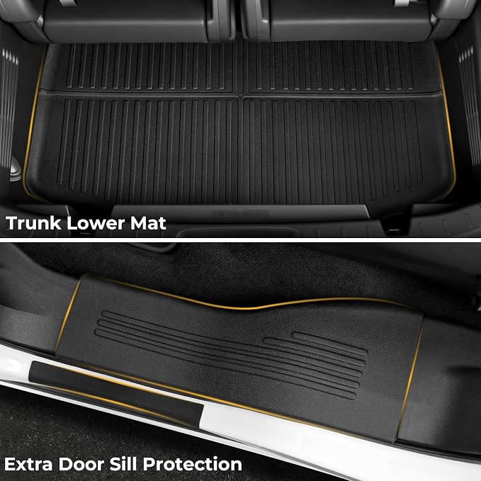 Floor Mats for Ford Explorer 2015-2019, All Weather Floor Mats Trunk Cargo Liner and Door Sill Guards Accessories, Full Coverage Set (Fit 7 Seats)