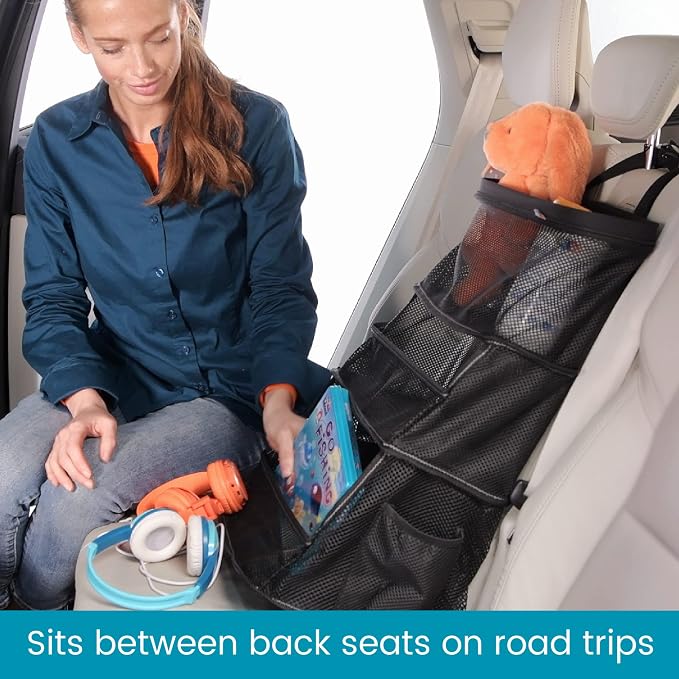 Car Storage Organizer – 3-Bin Hanging Organizer for SUV Trunk or Car Seat | High Road's Multipurpose Car Organizer Holds Driving Essentials, Kids Trip Needs or Emergency and Cleaning Supplies