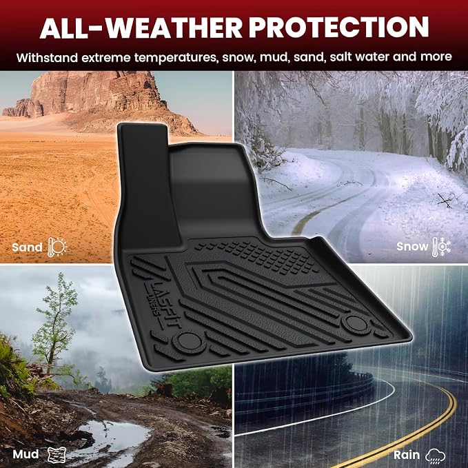 LASFIT Full Set Floor Mats Fit for BMW X7 2019-2025 2026 (7-Seater Only, Not Fit 6-Seater) M50i M60i xDrive40i xDrive50i, All Weather TPE Custom Fit 1st&2nd&3rd Row&Cargo Mat&Seatback Car Mats, Black