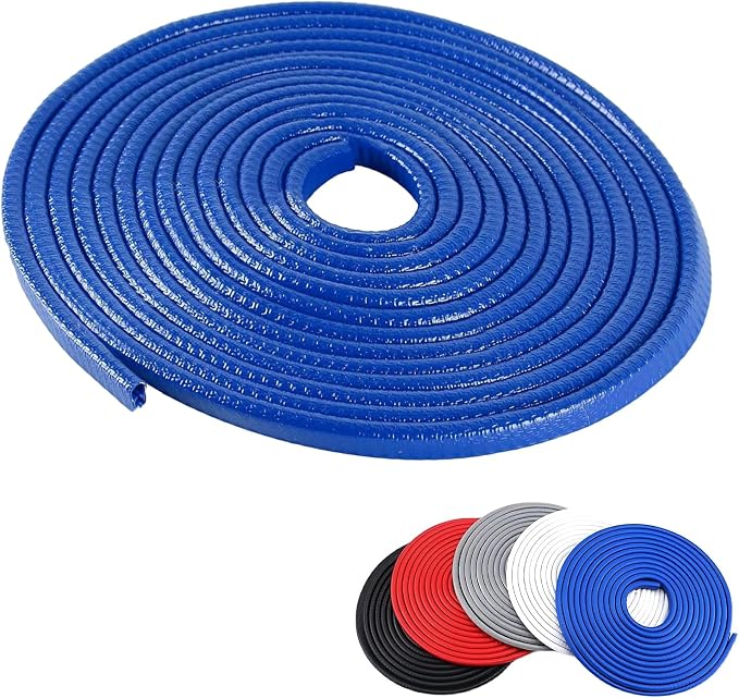 Car Door Edge Guards, 16Ft Rubber Seal Car Door Edge Trim, U Shape Door Edge Protector Guard, Aluminum Weather Proofing Automotive Door Edge Molding, Protection for Most Cars (Blue)