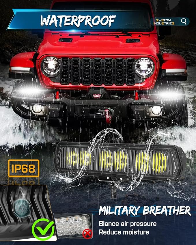 6 Inch LED Light Bar, SWATOW INDUSTRIES 6" CREE LED Pods Driving Flood Offroad Light Ditch Pod Lights Bumper Mounts Waterproof Fog Lights for Truck Pickup Wrangler F150 Toyota Chevy Ram ATV UTV