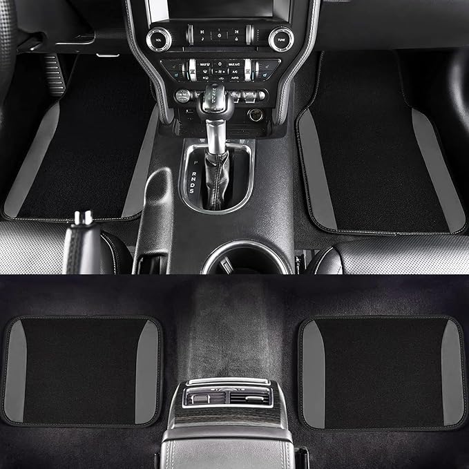 Flying Banner Car Seat Covers Front Seats Rear Bench Polyester car seat Protectors Easy installations Rear Bench Split Classic Man Lady Truck (Full Set - Low Back - Combo Pack, Black Gray)