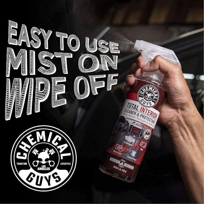 Chemical Guys, Total Interior Cleaner & Protectant, Black Cherry, 16 oz | Cleans leather, vinyl, plastic and glass in one step with a Black Cherry scent and a fresh, factory-style finish
