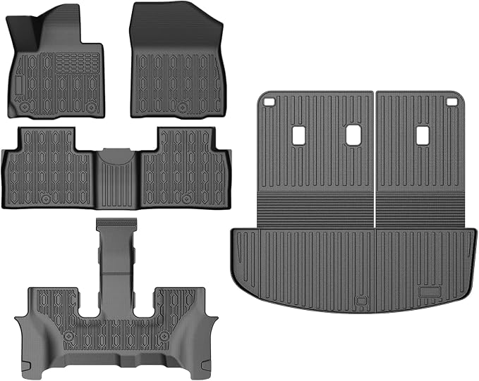Palisade Floor Mats - Car Mats for Hyundai Palisade 7/8 Seats 2026 (Only Fit Gas), All Weather Full Set Cargo Liner with Backrest Mat for Palisade Accessories, Heavy Duty Waterproof, Black