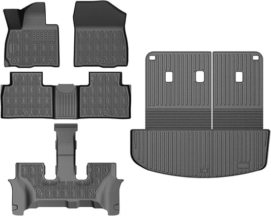 Palisade Floor Mats - Car Mats for Hyundai Palisade 7/8 Seats 2026 (Only Fit Gas), All Weather Full Set Cargo Liner with Backrest Mat for Palisade Accessories, Heavy Duty Waterproof, Black